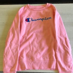 pink champion crewneck, size xl